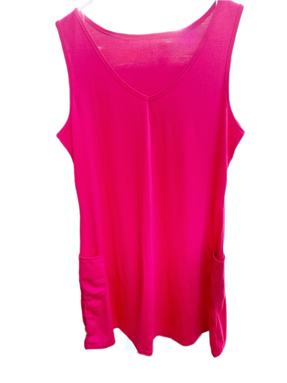 Sleeveless V-Neck Tunic with Side Pockets or Hot Pink bathing suit Coverup
